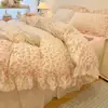 Juego de Ropa de Cama de Algodón Lavado de Doble Capa de Gasa de Grado Súper Suave para Dormir Naked de Clase A Juego de Cuatro Piezas Funda de Edredón Sábanas de Cama Juego de Tres de Cuatro Piezas para Dormitorio