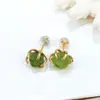 Brincos de Cristal Natural Bruto Citrino Europeu e Americano Brincos de Prata 925 Garra de Peridoto Perfurados Brincos Modernos Atacado