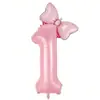 Decoración de Globo Digital con Lazo Rosa Atmósfera de Cumpleaños para Niña Accesorios para Fotos Decoración de Fiesta de Primer Cumpleaños de Bebé