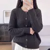 Cárdigan de punto trenzado de algodón puro con cuello redondo para mujer, estilo retro, de un solo pecho, manga larga, corte holgado, adecuado para primavera y otoño, top suéter casual