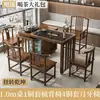 Juego de Mesa y Sillas de Balcón para Té, Mesa Giratoria de Caucho para Té, Mesa Móvil Pequeña de Madera Maciza para Preparar Té en Casa, Mesa de Té Kung Fu