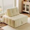 Sofá-Cama Puff Cor Creme, Dupla Utilidade para Sentar e Dormir, Multifuncional, Adequado para Apartamentos Pequenos, Sofá Individual Dobrável e Extensível para Sala de Estar em Tecido