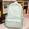 Mochila Versátil de Renda para Comércio Exterior Grande Capacidade Bolsa Escolar para Estudantes para Mulheres para Aula Casual Ensino Médio Mochila Pequena Fresca de Duas Alças