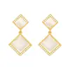 Brincos de Prata 925 com Pino, Quadrados de Diamante e Olho de Gato, Moda da Coreia do Sul, Simples, Elegantes, Personalizados, para o Dia a Dia, para Mulheres