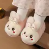 Pantuflas de Algodón para Niños y Niñas 2026 Nuevo Otoño e Invierno Hogar Dibujos Animados Conejito Lindo Felpa Cálida Forradas con Cubierta en el Talón para Niños y Niños Mayores