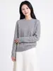 Suéter de cashmere com trança redonda elegante e estiloso, sem costura, blusa base de tricô quente e confortável para mulheres no outono