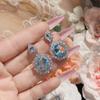 Camélia Europa e América Safira do Mar Brilhante Conjunto Completo de Joias com Diamantes Banhado em Ouro 18K Super Brilhante Anel de Abertura de Mulher Rica