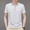 Camisa polo manga curta masculina verão 2024 waffle contraste moda masculina casual jaqueta camiseta uma geração de cabelo