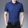 Camisa de Manga Corta a Cuadros Casual para Hombre Nueva de Verano Camisa Casual para Hombre de Mediana Edad Cárdigan Delgado Ropa para Hombre