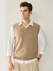 Suéter 100% Caxemira para Homens, Colete Tricotado Gola V, Peça Versátil Business Casual, Novo Suéter de Caxemira