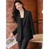 Blazer transfronteiriço com botões e bolsos para mulheres, primavera e outono, tamanho petite, traje profissional, terno de alta qualidade para o trabalho