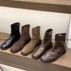 Botas Martin Retro Marrones de Tacón Grueso para Mujer, Nuevas Botas Individuales Primavera y Otoño 2025, Botas Delgadas de Gamuza, Botas Cortas Estilo Coreano