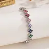 Pulsera de Trébol de Cuatro Hojas con Diamantes Completos para Comercio Exterior Transfronterizo Nuevo Diseño de Pulsera de Moda Europea y Americana Joyería de Mano Versátil y Colorida de Lujo para Mujeres