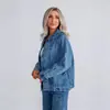 Atacado Transfronteiriço Europeu e Americano da Amazon Outono de 2025 Novo Casaco Feminino de Botão Único Jaqueta Jeans 89212