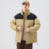 Chaqueta de Algodón para Hombre con Mangas Raglán, Bloques de Color y Cuello Alto, Marca Nueva y de Moda 2024, Suelta, Engrosada, Cálida, Ropa de Abrigo de Algodón de Gama Alta