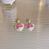 Pendientes Geométricos de Amor con Goteo de Aceite de Aguja de Plata Corea del Sur Pendientes Sencillos de Flores Pendientes de Moda Elegantes Pendientes de Alta Gama para Mujeres