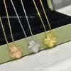 Tienda de Oro Más Vendida Mismo Estilo Trébol Flor Individual Collar Cadena Clavícula Láser Moda Simple Popular Transmisión en Vivo Venta al por Mayor Fábrica