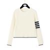 Tb Nuevo Otoño e Invierno Clásico Punto Cuello Redondo de Cuatro Barras Casual Versátil Punto Estilo Ciervo Blanco