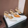Sandalias de Punta Remachada para Mujer Hebilla con Falda 2024 Verano Nuevos Tacones Altos de Aguja
