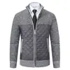 Cárdigan de otoño e invierno para hombre transfronterizo, top de punto, chaqueta con cuello alto, suéter grueso y cálido con forro polar de corte ajustado para hombre