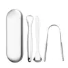 Raspador de língua em forma de U de aço inoxidável para remover manchas limpador de língua escova de língua hálito fresco remoção de mau hálito halitose conjunto especial