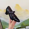 Zapatos Mary Jane bajos para mujer, nueva colección otoño 2026, de punta fina, con una sola tira, con detalles de piel, de bloques de color, adecuados para ir al trabajo
