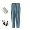 ¡Figura en forma de pera Bi es enorme y aspecto adelgazante! Pantalones de traje rectos de primavera de cintura alta, ajustados, cónicos, tipo cigarrillo, de nueve puntos