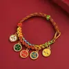 Pulsera Tejida a Mano Estilo Tibetano de los Cinco Dioses de la Riqueza con Cordones Coloridos, Nudo de Flor de Durazno Estilo Étnico, Multicolor, Directo del Fabricante