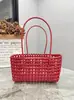 Estilo Ins Coreano Cesta de Vegetais Trançada Vazada Bolsa de Praia Casual de Férias Cor Doce Bolsa a Tiracolo de Ombro Bolsa de Rattan