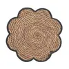 Porta-copos de palha trançada com flor tecida à mão, isolamento térmico, tapete anti-queimadura para tigela, tapete para mesa de jantar em casa, antiderrapante, resistente a altas temperaturas, tapete para prato