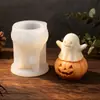Molde de Silicona para Vela Fantasma Calabaza Sonriente de Halloween, Yeso de Aromaterapia, Adorno Festivo, Molde de Decoración para Manualidades