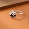 Moda Lindo Goteo de Aceite Pequeño Panda Temperamento Animal Anillo Abierto Mujeres Venta al por Mayor