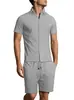 Amazon transfronterizo europeo y americano verano nuevo conjunto de dos piezas para hombre, camiseta jacquard de color liso, pantalones cortos deportivos casuales de manga corta