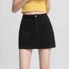 Falda vaquera negra versátil coreana para mujer, primavera y verano 2024, cintura alta, adelgazante, estilo estudiante, corte A.