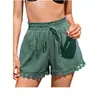 2025 Moda Femenina Europea y Americana Primavera y Verano Nuevo Encaje Adornado Playa Casual Suelto Cordones Pantalones Cortos
