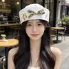 Gorra Azul Marino Bordada Europea y Americana Cosplay Uniforme de Policía Femenino Sombrero de Otoño e Invierno para Actuación Circunferencia de Cabeza Grande Sombrero de Marinero Japonés para Mujer