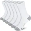 Meias atléticas masculinas de algodão na altura da panturrilha, calcanhar reforçado, duráveis, respiráveis, absorventes de suor, meias longas casuais, disponíveis em um conjunto de três cores: preto, branco e cinza