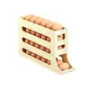 Caixa de armazenamento de ovos com rodinhas, dispensador automático de ovos inclinado multicamadas para cozinha, bandeja de ovos para porta lateral de geladeira, caixa especial para conservação de frescor