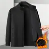Cárdigan de Punto Rayado con Cuello Alto para Hombre de Otoño e Invierno con Forro Polar Agregado Chaqueta de Suéter Engrosada Casual Cálida Chaqueta Superior para Hombre