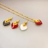 Pendientes de botón pequeños en forma de corazón de esmalte de color sólido simple nuevo japonés y coreano, pendientes de botón con pasador de plata 925 de lujo ligero, collar, venta al por mayor