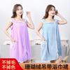 Estilo juvenil engrossado estilingue saia de banho feminino adulto coral velo macio absorvente wearable toalha de banho saia de banho doméstico atacado