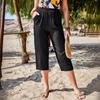 2025 primavera y verano nuevo Amazon TEMU Europeo y Americano transfronterizo rayón holgado moda casual bolsillo pantalones recortados mujer