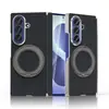 Adecuado para Samsung Z Fold8 Ultra, funda de teléfono de carga inalámbrica magnética, funda de cuero con soporte de anillo giratorio de 360 grados