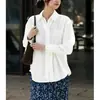 Camisa Blanca de Manga Larga con Cuello Campana para Mujer, Estilo Nuevo Verano 2026, Elegante, Sencilla, Cómoda, Versátil, Corte Holgado, Top Adelgazante