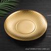 Plato de barbacoa de acero inoxidable 304 estilo coreano con forma de martillo y diseño de diamante, disco dorado, plato de comida occidental, plato de fruta antiguo vintage