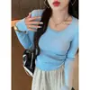 Camada base feminina com gola redonda, coleção outono/inverno, estilo de alta qualidade, novo suéter de outono 2026, camada interna primavera/outono, top de tricô com gola baixa