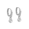 Brincos Pingente de Prata de Lei S925 com Zircônias Microcravejadas Estilo Coreano Design Simples Doces Elegantes Pequenos Brincos Brincos Atacado