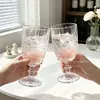 Vaso grande para jugo exquisitamente grabado, copa de vino de tallo largo, vaso para jugo, copa de vino tinto de tallo largo para banquetes de restaurante