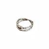 Anillo Abierto de Plata Esterlina S925 de Doble Capa con Textura de Corazón para Mujer con Diseño Dulce Nicho de Alta Gama Ajustable