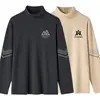 Top de vellón de doble cara para otoño e invierno con cuello semi-alto, capa interior unisex de corte ajustado para negocios, camisa base cálida, camiseta de manga larga para hombre